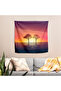 غطاء جداري بتصميم Sunset Silhouette Minimalist - 100% قطن، قماش رانفورس - غرفة النوم، غرفة المعيشة، غرفة الطعام - غرفة الأطفال، غرفة الأطفال الصغار، غرفة الأطفال الرضع، غرفة الأطفال الصغار. - 3