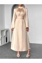 Spanish Sleeve Waist Wrapped Satin Evening Dress - 2