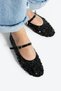 Women's Sequin Belt Detailed Ballerina Ballerina Carino Black - 2
