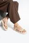Women's Beige Gold Ring Detailed Sandals Limba - 2