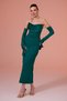 Crepe Evening Dress with Emerald Gloves - 3