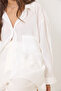 Women's White Oversize V-Neck Modal Shirt 60388 60271075 - 6