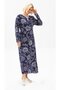 Long Sleeve Plus Size Sile Cloth Printed Long Summer Dress Sycamore Pattern Purple Purple - 4