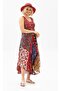 Sleeveless Voile Peçvörk Long Summer Authentic Dress Red Krmz - 4