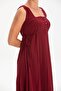 Sleeveless Sile Fabric Triangle Layered Midi Length Summer Dress Burgundy Brd - 3