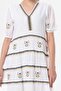Short Sleeve Voile Embroidered V-Neck Reyhan Long Summer Authentic Dress White Byz - 3