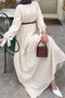 Guipure Detailed Hijab Dress Cream 1008-1 - 3