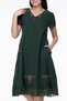 Short Sleeve Voile Moonlight Embroidery Detailed Midi Length Summer Authentic Dress Green Ysl - 3