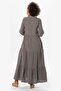 Long Sleeve Akay Long Button Detail Summer Muslin Dress Gray Gray - 2