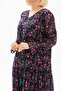 Long Sleeve Voile Gonca Long Summer Dress Bud Pattern Dark Purple 6169 - 4