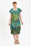 Short Sleeve Voile Defne Midi Length Summer Authentic Dress Green 6074