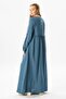Long Sleeve Oylum Robe Long Summer Muslin Dress Indigo indg - 2
