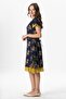 Short Sleeve Voile Laurel Midi Length Summer Authentic Dress Mimosa Navy Blue 6235 - 4