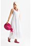 Askılı Şile Bezi Didem Long Summer Dress White Byz - 5