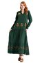 Long Sleeve Şile Fabric Aslı Embroidered Long Summer Dress Green Ysl - 8