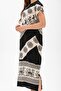 Short Sleeve Cotton Hitit Long Summer Ethnic Dress V Black V Black - 4
