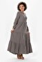 Long Sleeve Akay Long Button Detail Summer Muslin Dress Gray Gray - 5