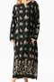 Long Sleeve Cotton Stone Print Crispy Pattern Summer Ethnic Dress Black Syh - 4