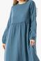 Long Sleeve Oylum Robe Long Summer Muslin Dress Indigo indg - 3