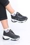 Elaine Black White Sole Matte Leather Women's Sports Shoes - 3
