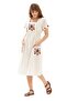 Short Sleeve Sile Fabric Plus Size Melek Midi Length Summer Dress Cream Krm - 6