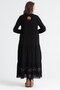 Long Sleeve Şile Fabric Aslı Embroidered Long Summer Dress Black Syh - 2