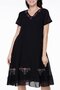 Short Sleeve Voile Moonlight Embroidery Detailed Midi Length Summer Authentic Dress Black Syh - 4