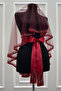 Burgundy Wedding Veil Set, Glass Beads and Sequins Printed Henna Veil Face Cover Set 6 Pieces - 6