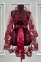 Burgundy Sparkling Sparkling Guipure Bridal Veil Set Wedding Face Cover Henna Night Wedding Veil Girdle Glove - 7