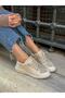 Beige Linen (Jule) Women's Stone Lace-up Sneakers - 2