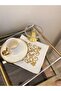 Dnf Baroque Series Gold Cocktail Napkin 2 Pieces - Presentation Napkin, Coaster, Stain-Proof Linen - 2
