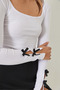Women's White Square Neck Sleeve Bow Detailed Fit Blouse 3046 60284021 - 4