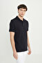 Men's Black Cotton Slim Fit Slim Fit Polo Neck Jacquard Stretch T-Shirt - 3