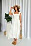 Scallop Detailed Front Buttoned Women's Midi Dress - White