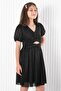 Balloon Sleeve Glitter Tulle Evening Dress Black MDV936 - 4