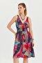 Bohemian Style Double-breasted V-neck Dress - 2