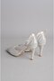 Seç 738 Stone-Embellished Tulle Detailed Evening Dress Shoes (Heel Height: 9 cm) Sedef - 6