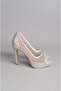 Select 901 stone tulle detail evening shoes (heel height: 12 cm, platform: 2.5 cm) silver - 2
