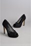 Seç 901 Stone Tulle Detailed Evening Shoes (Heel Height: 12 Cm, Platform: 2.5 cm) Black