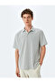 Short Sleeve Striped Regular Fit Cotton Blend Polo Neck T-Shirt - 3