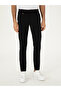 Black Slim Fit Elastic Waist Flexible Canvas Pants 50306188-Vr046 - 2