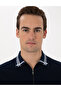 Navy Blue Slim Fit 100% Cotton Zippered Polo Collar T-Shirt 50302607-Vr033 - 2