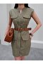 Belted Linen Dress with Pocket Detail - 3