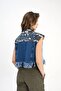 Camouflage Denim Detail Crop Women's Vest - 6