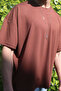 Men's Brown Oversize Modal 100% Cotton Fabric Relaxed Cut Crew Neck T-Shirt - 4