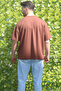 Men's Brown Oversize Modal 100% Cotton Fabric Relaxed Cut Crew Neck T-Shirt - 2