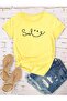 Smile Printed Premium Tshirt with Crew Neck for Women