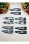 Multi-Pattern Black - White Buckle Set of 10 Hair Clips Hair Accessory with Snap Fasteners