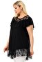 Round Neckline, Tulle Lace on the Chest and Skirt, Asymmetrical Cut, Ruffled Chest, Comfortable Draping, Flexible Tunic - 3