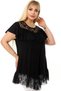 Round Neckline, Tulle Lace on the Chest and Skirt, Asymmetrical Cut, Ruffled Chest, Comfortable Draping, Flexible Tunic - 2